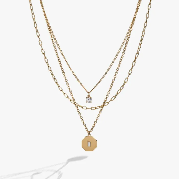 Crystal And Chain Layered Necklace Silver Women Alex And Ani Jewelry Sets