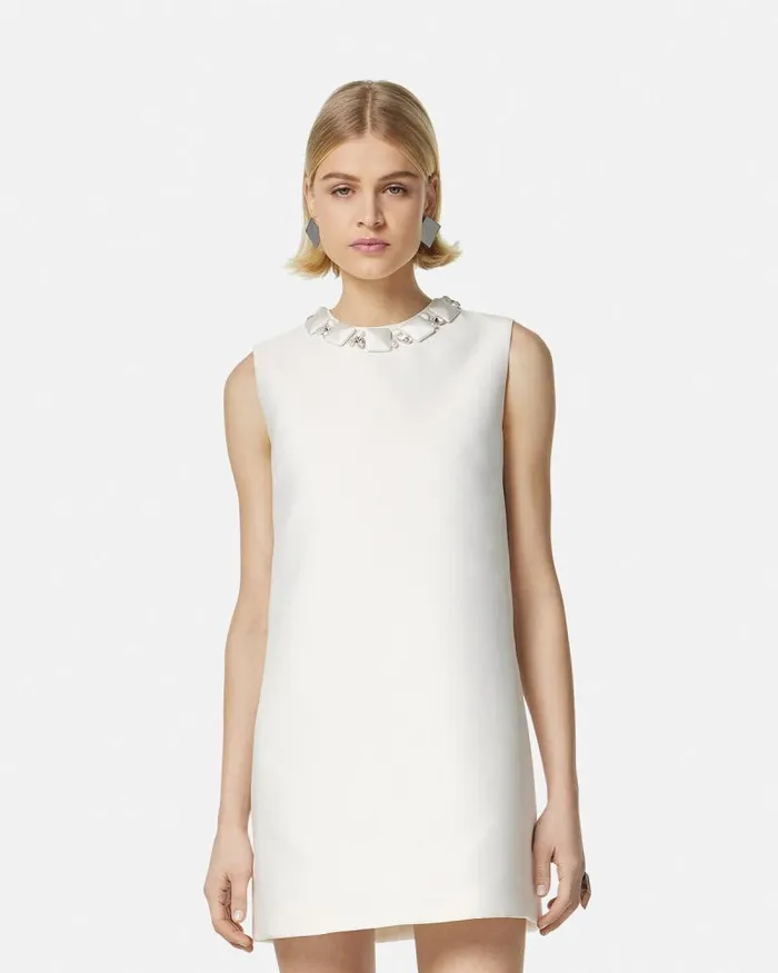 Crystal Duchesse Mini Dress White Women Versace Dresses