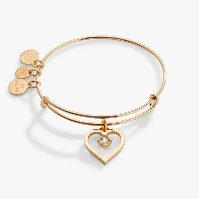 Crystal In Heart Charm Bangle Bracelet Silver Women Alex And Ani Heart Crystal In Heart Charm Bangle Bracelet Silver Women Alex And Ani Heart