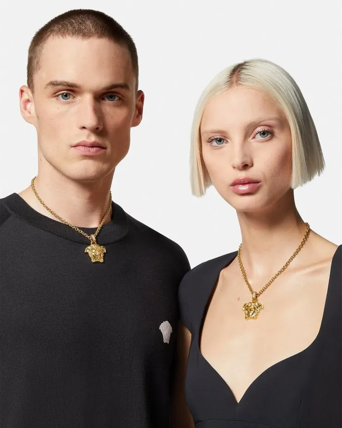 Crystal La Medusa Necklace Gold WomenMen Versace Necklaces