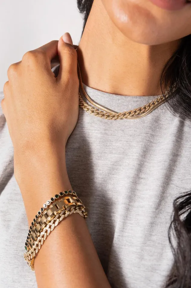 Crystal Pave Curb Chain Bracelet Stainless Steel Gold Women Alex And Ani Bracelets Crystal Pave Curb Chain Bracelet Stainless Steel Gold Women Alex And Ani Bracelets