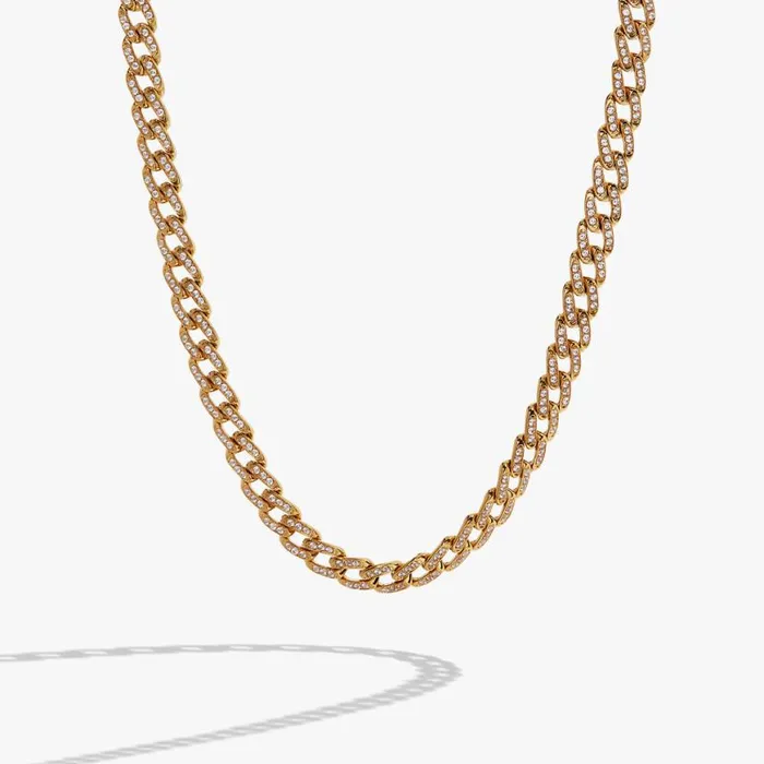 Crystal Pave Curb Chain Necklace Stainless Steel Gold Women Alex And Ani Necklaces Crystal Pave Curb Chain Necklace Stainless Steel Gold Women Alex And Ani Necklaces