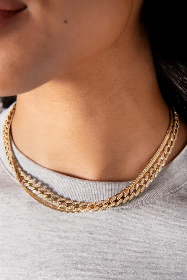 Crystal Pave Curb Chain Necklace Stainless Steel Gold Women Alex And Ani Necklaces Crystal Pave Curb Chain Necklace Stainless Steel Gold Women Alex And Ani Necklaces
