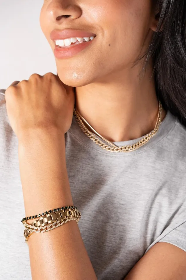 Crystal Pave Curb Chain Necklace Stainless Steel Gold Women Alex And Ani Necklaces Crystal Pave Curb Chain Necklace Stainless Steel Gold Women Alex And Ani Necklaces