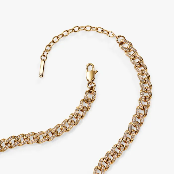 Crystal Pave Curb Chain Necklace Stainless Steel Gold Women Alex And Ani Necklaces Crystal Pave Curb Chain Necklace Stainless Steel Gold Women Alex And Ani Necklaces