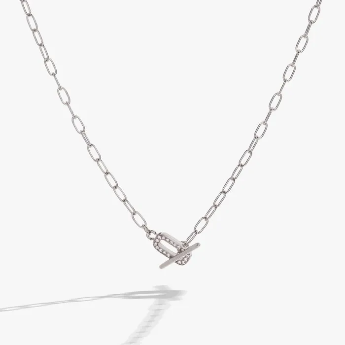 Crystal Pave Toggle Necklace Stainless Steel Silver Women Alex And Ani Necklaces Crystal Pave Toggle Necklace Stainless Steel Silver Women Alex And Ani Necklaces