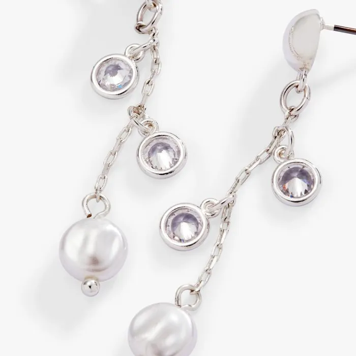 Crystal Pearl Drop Earrings Silver Women Alex And Ani Wedding Engagement Crystal Pearl Drop Earrings Silver Women Alex And Ani Wedding Engagement