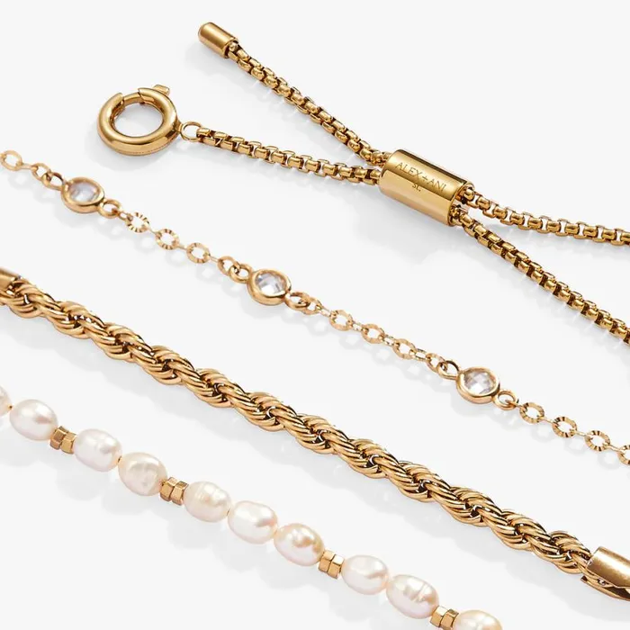 Crystal Pearl Stranded Bracelet Set Stainless Steel Gold Women Alex And Ani Anniversary Crystal Pearl Stranded Bracelet Set Stainless Steel Gold Women Alex And Ani Anniversary