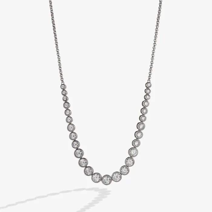 Crystal Tennis Necklace Stainless Steel Silver Women Alex And Ani Wedding Engagement Crystal Tennis Necklace Stainless Steel Silver Women Alex And Ani Wedding Engagement