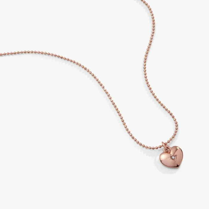 Dainty Heart Necklace Shiny Rose Gold Women Alex And Ani Heart
