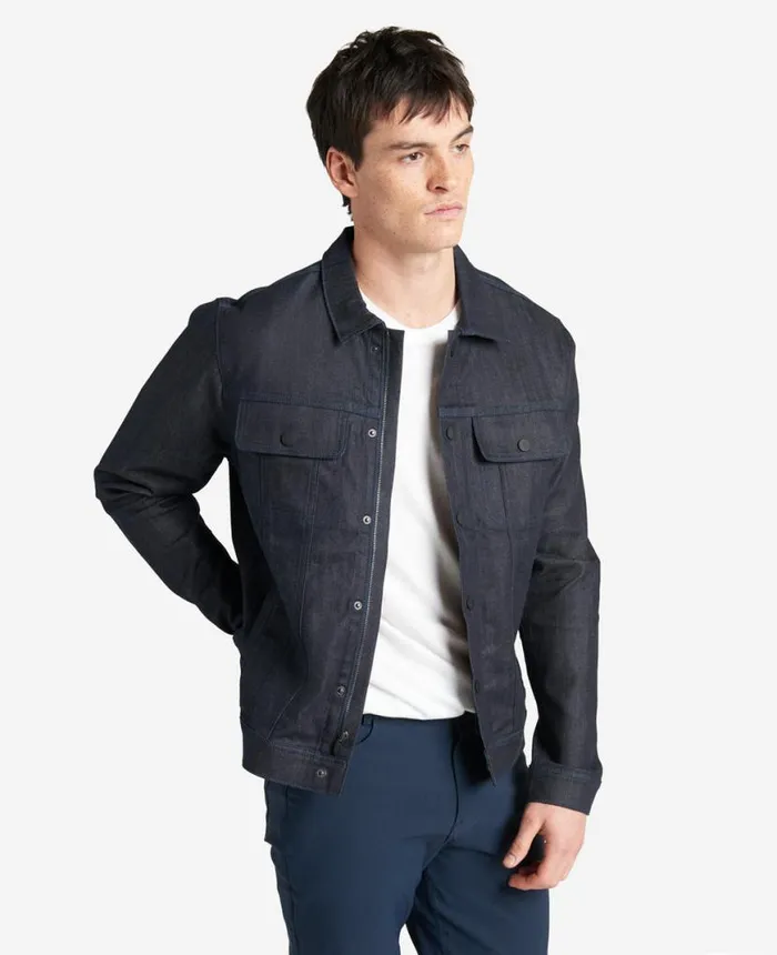 Denim Men Kenneth Cole Rinsed Denim Trucker Jacket Navy
