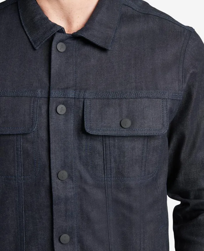 Denim Men Kenneth Cole Rinsed Denim Trucker Jacket Navy Denim Men Kenneth Cole Rinsed Denim Trucker Jacket Navy