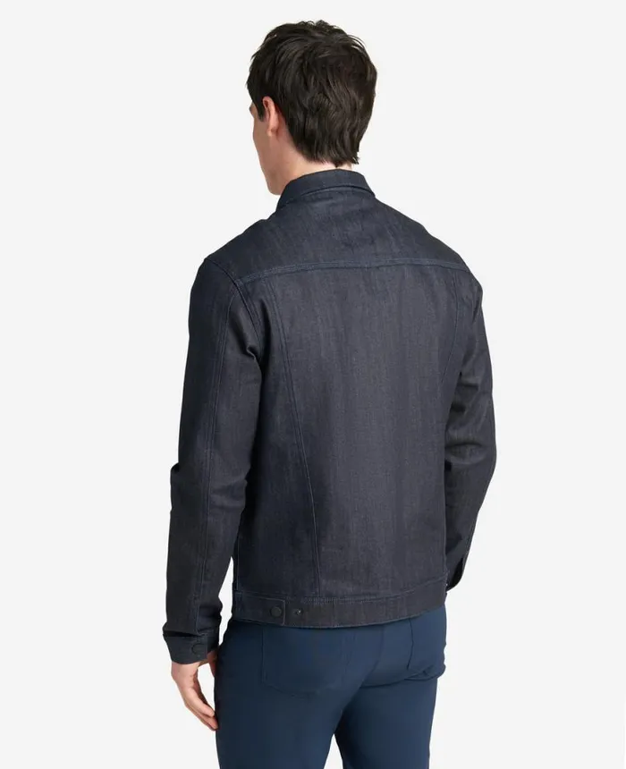 Denim Men Kenneth Cole Rinsed Denim Trucker Jacket Navy Denim Men Kenneth Cole Rinsed Denim Trucker Jacket Navy