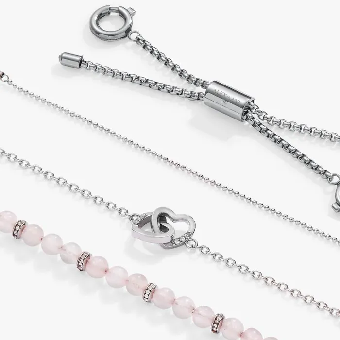 Devotion Stranded Bracelet Set Stainless Steel Silver Women Alex And Ani Heart