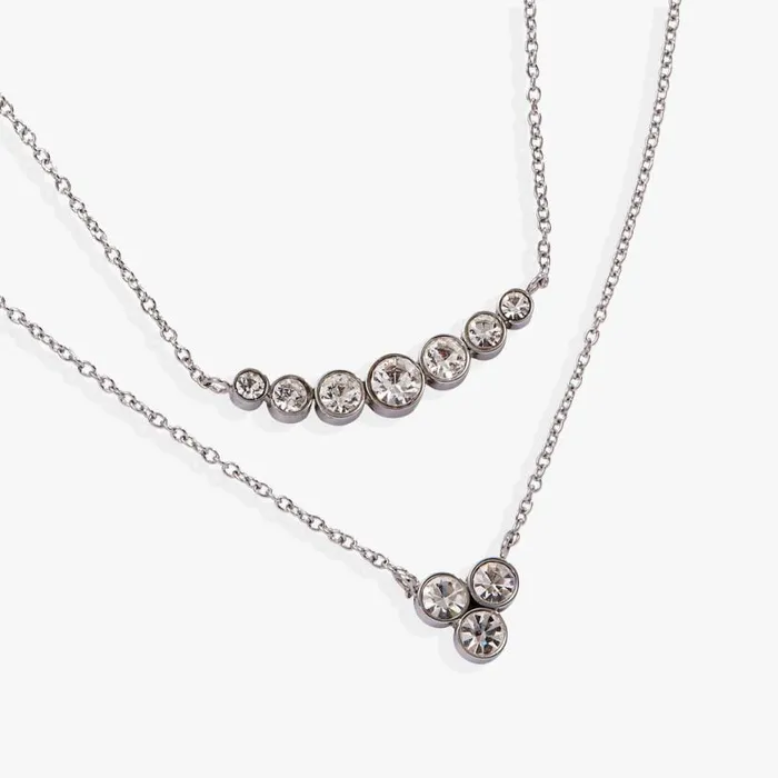 DoubleLayer Crystal Necklace Stainless Steel Gold Women Alex And Ani Necklaces DoubleLayer Crystal Necklace Stainless Steel Gold Women Alex And Ani Necklaces