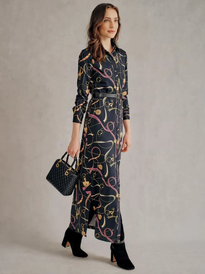 Dresses Women JMcLaughlin Amory Maxi Dress In Neo Sinclair Heraldic Blackpurple
