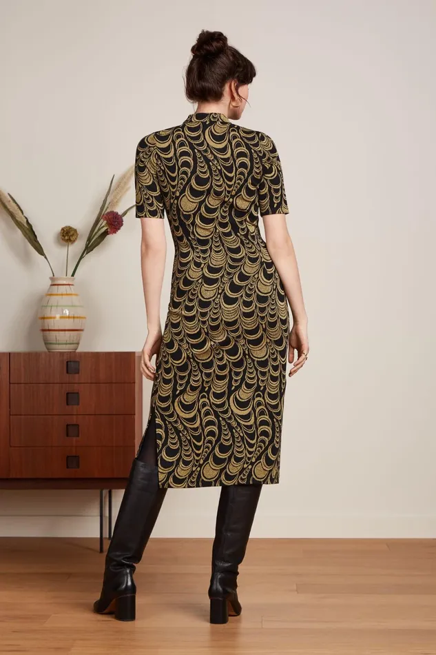 Dresses Women King Louie Chinese Midi Dress Bobbin Jacquard Black 8211 Bobbin Jacquard
