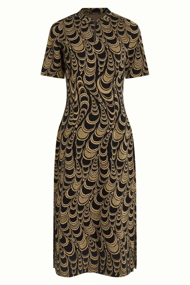 Dresses Women King Louie Chinese Midi Dress Bobbin Jacquard Black 8211 Bobbin Jacquard