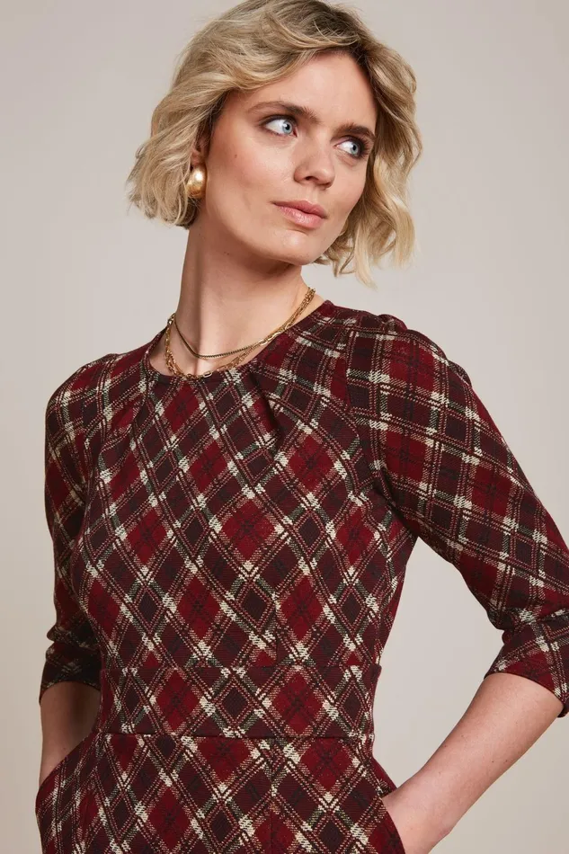 Dresses Women King Louie Mona Dress Riley Jacquard Cabernet Red 8211 Riley Jacquard