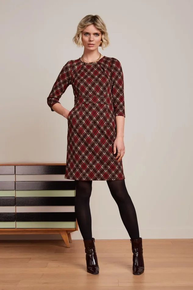 Dresses Women King Louie Mona Dress Riley Jacquard Cabernet Red 8211 Riley Jacquard