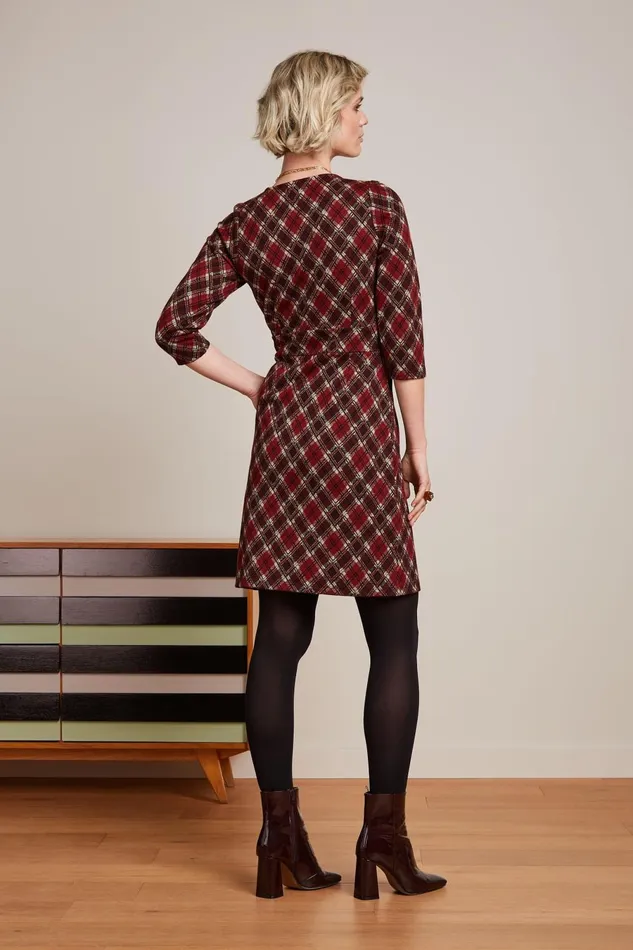 Dresses Women King Louie Mona Dress Riley Jacquard Cabernet Red 8211 Riley Jacquard