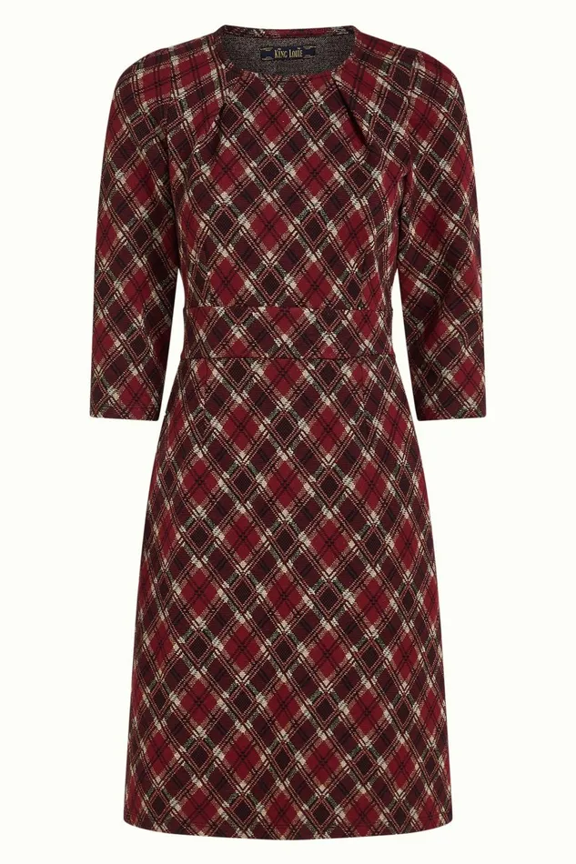 Dresses Women King Louie Mona Dress Riley Jacquard Cabernet Red 8211 Riley Jacquard
