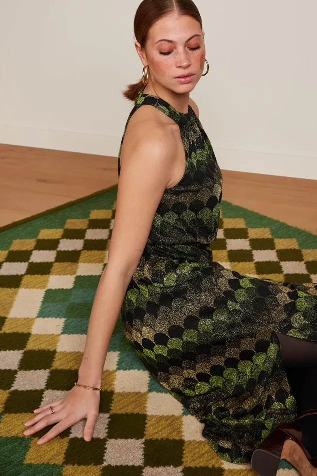 Dresses Women King Louie Virna Dress Diva Jacquard Olive Green 8211 Diva