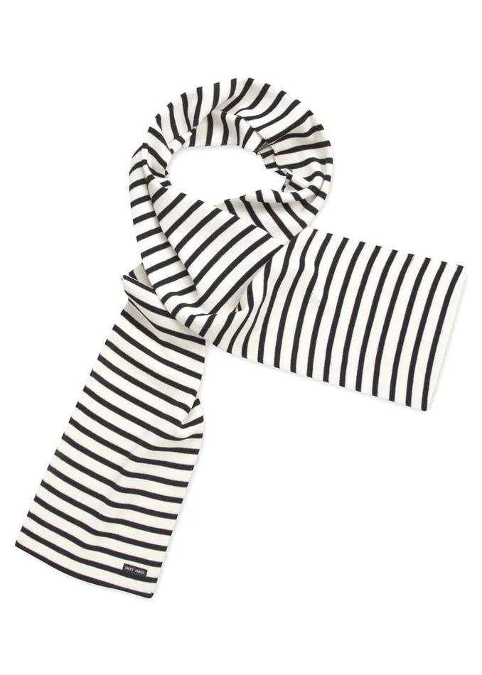 Duguay Striped Scarf In Comfortable Wool Blend Ivorynavy Men Saint James