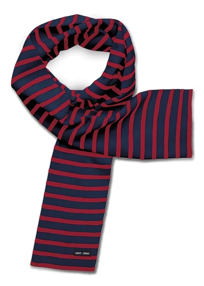 Duguay Striped Scarf In Comfortable Wool Blend Navyred Men Saint James