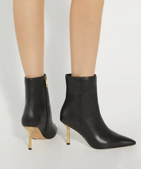 Dune London Ankle Boots Olara Black Sculptured Gold Heel Leather Ankle Boots Dune London Black 8211 Women