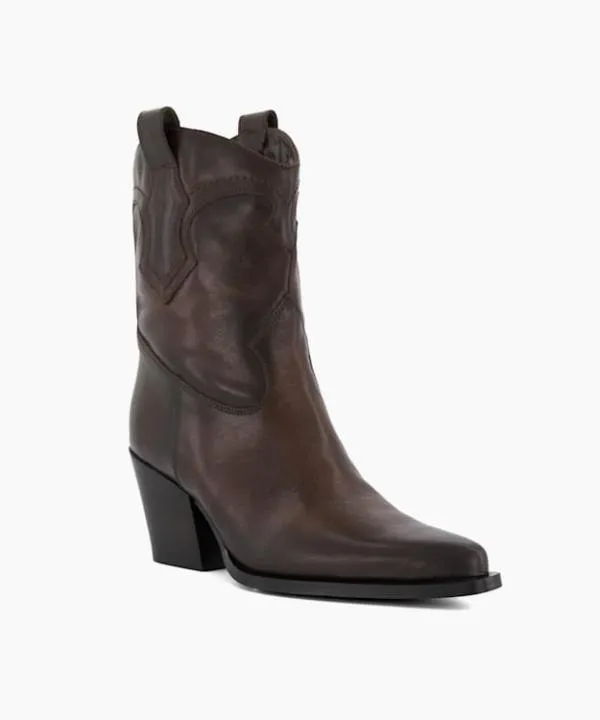 Dune London Ankle Boots Ponty Brown Leather Western Boots Dune London Brown 8211 Women