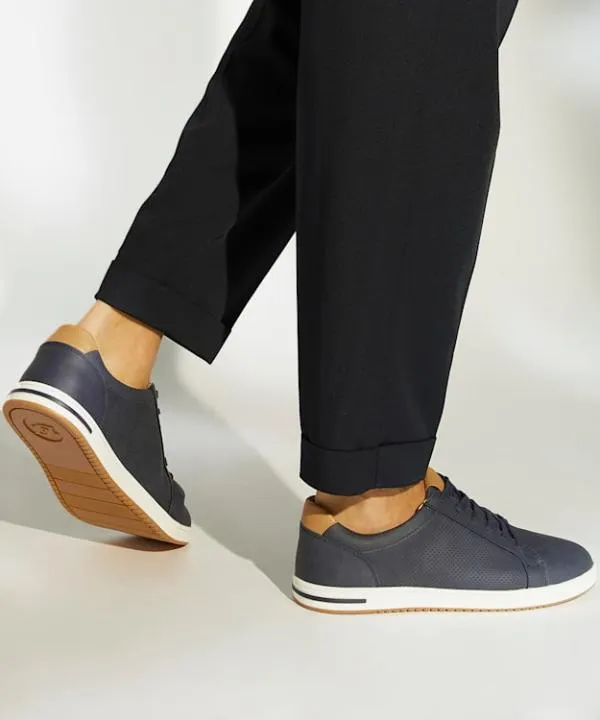 Dune London Casual Shoes Tezzy Navy Perforated LaceUp Trainers Dune London Blue 8211 Men