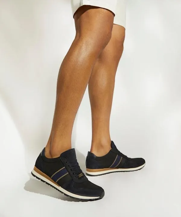 Dune London Casual Shoes Treck Navy StripeDetail Nubuck Trainers Dune London Blue 8211 Men