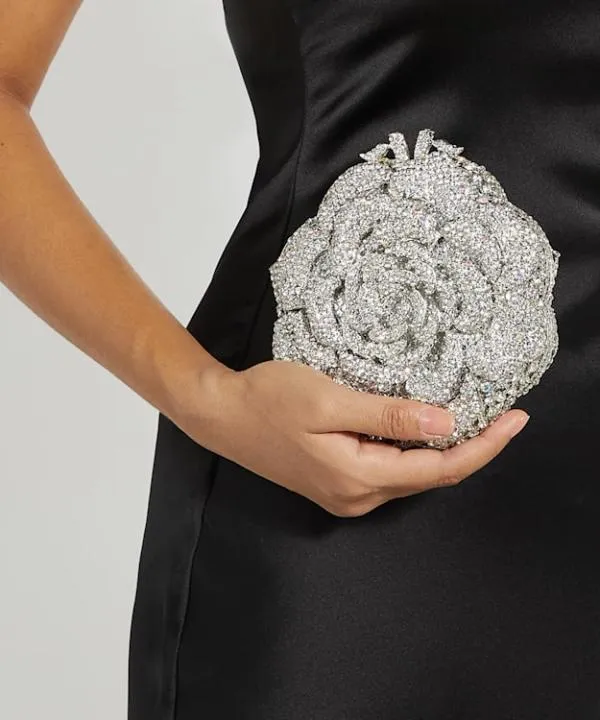 Dune London Clutch Bags Bling Silver Floral Diamante Embellished Clutch Dune London Metallic 8211 Women Dune London Clutch Bags Bling Silver Floral Diamante Embellished Clutch Dune London Metallic 8211 Women