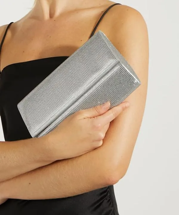 Dune London Clutch Bags Esmes Silver Sparkly Box Clutch Dune London Metallic 8211 Women Dune London Clutch Bags Esmes Silver Sparkly Box Clutch Dune London Metallic 8211 Women