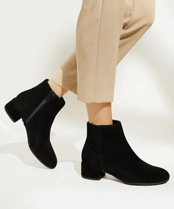 Dune London Flat Boots Pippie Black LowHeel Suede Black Ankle Boots Dune London Black 8211 Women