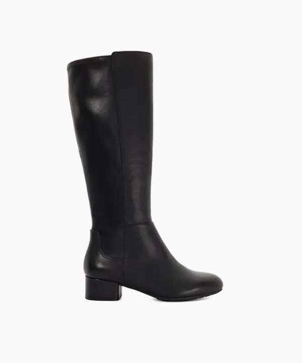 Dune London Flat Boots Tayla Black Wide Fit Stretch KneeHigh Boots Dune London Black Leather 8211 Women Dune London Flat Boots Tayla Black Wide Fit Stretch KneeHigh Boots Dune London Black Leather 8211 Women