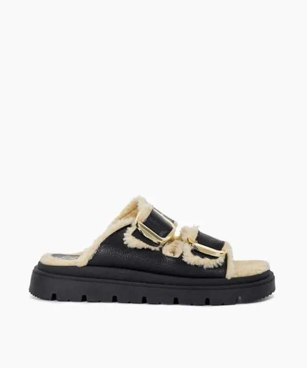 Dune London Flat Sandals Lodge Black Cosy Lined Two Bar Mules Dune London Black 8211 Women Dune London Flat Sandals Lodge Black Cosy Lined Two Bar Mules Dune London Black 8211 Women