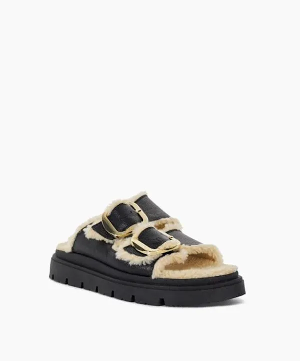 Dune London Flat Sandals Lodge Black Cosy Lined Two Bar Mules Dune London Black 8211 Women Dune London Flat Sandals Lodge Black Cosy Lined Two Bar Mules Dune London Black 8211 Women
