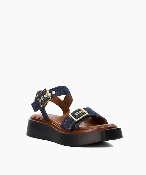 Dune London Flat Sandals Loells Navy Casual Flatform Sandals Dune London Blue 8211 Women