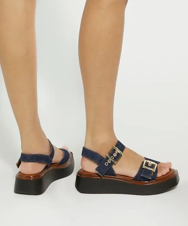 Dune London Flat Sandals Loells Navy Casual Flatform Sandals Dune London Blue 8211 Women