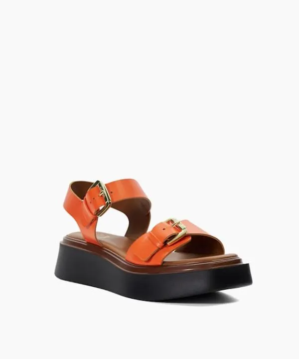 Dune London Flat Sandals Loells Orange Casual Flatform Sandals Dune London Orange 8211 Women