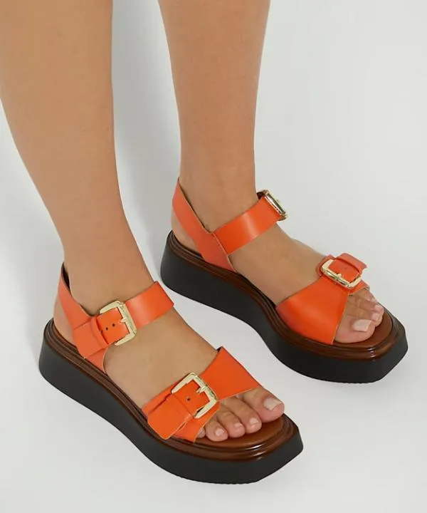 Dune London Flat Sandals Loells Orange Casual Flatform Sandals Dune London Orange 8211 Women