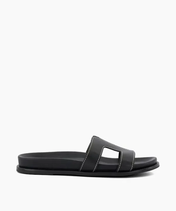 Dune London Flat Sandals Loupa Black TopstitchDetail ComfortFootbed Slider Sandals Dune London Black 8211 Women Dune London Flat Sandals Loupa Black TopstitchDetail ComfortFootbed Slider Sandals Dune London Black 8211 Women