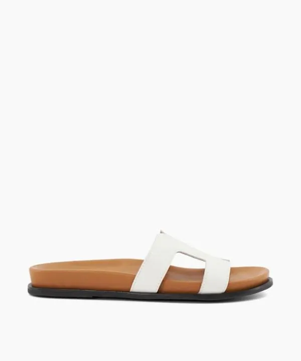 Dune London Flat Sandals Loupa White TopstitchDetail ComfortFootbed Slider Sandals Dune London White 8211 Women Dune London Flat Sandals Loupa White TopstitchDetail ComfortFootbed Slider Sandals Dune London White 8211 Women