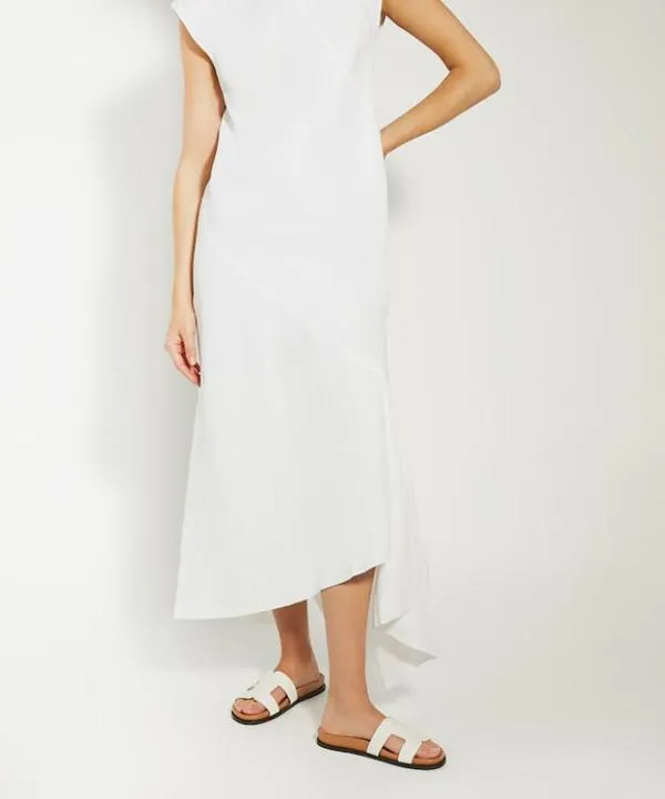 Dune London Flat Sandals Loupa White TopstitchDetail ComfortFootbed Slider Sandals Dune London White 8211 Women