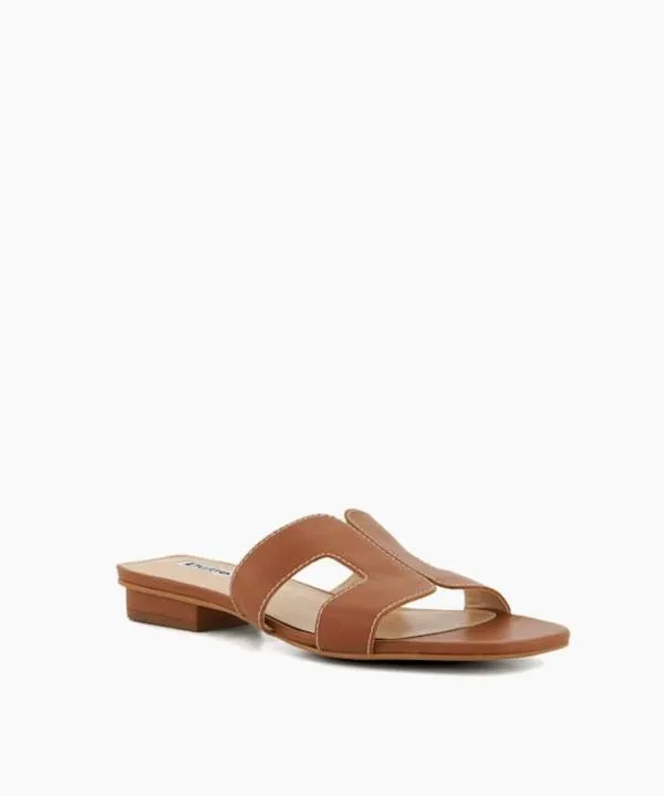 Dune London Flat Sandals Loupe Tan Wide Fit Smart Slider Sandals Dune London Brown 8211 Women