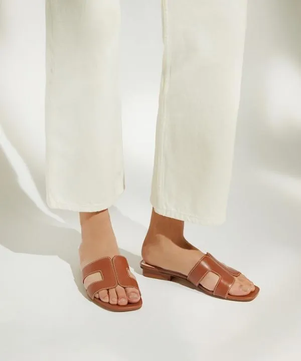 Dune London Flat Sandals Loupe Tan Wide Fit Smart Slider Sandals Dune London Brown 8211 Women