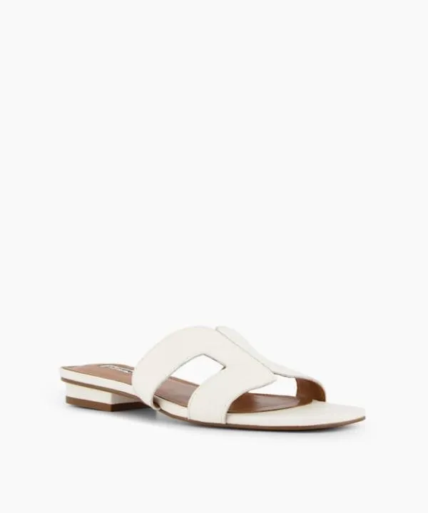 Dune London Flat Sandals Loupe White Wide Fit Smart Slider Sandals Dune London White 8211 Women