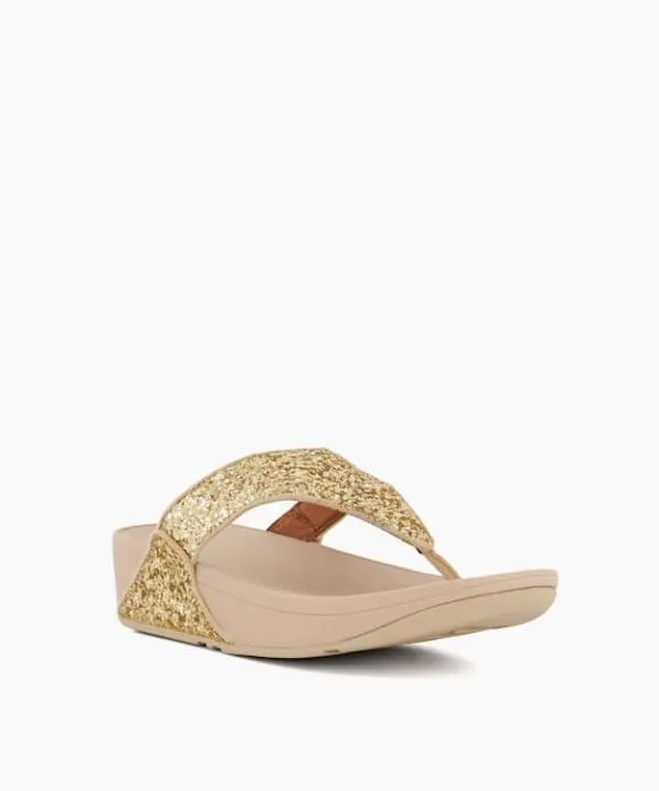 Dune London Flat Sandals Lulu Glitter Rose Gold Glitter Toe Post Sandals Dune London Metallic 8211 Women